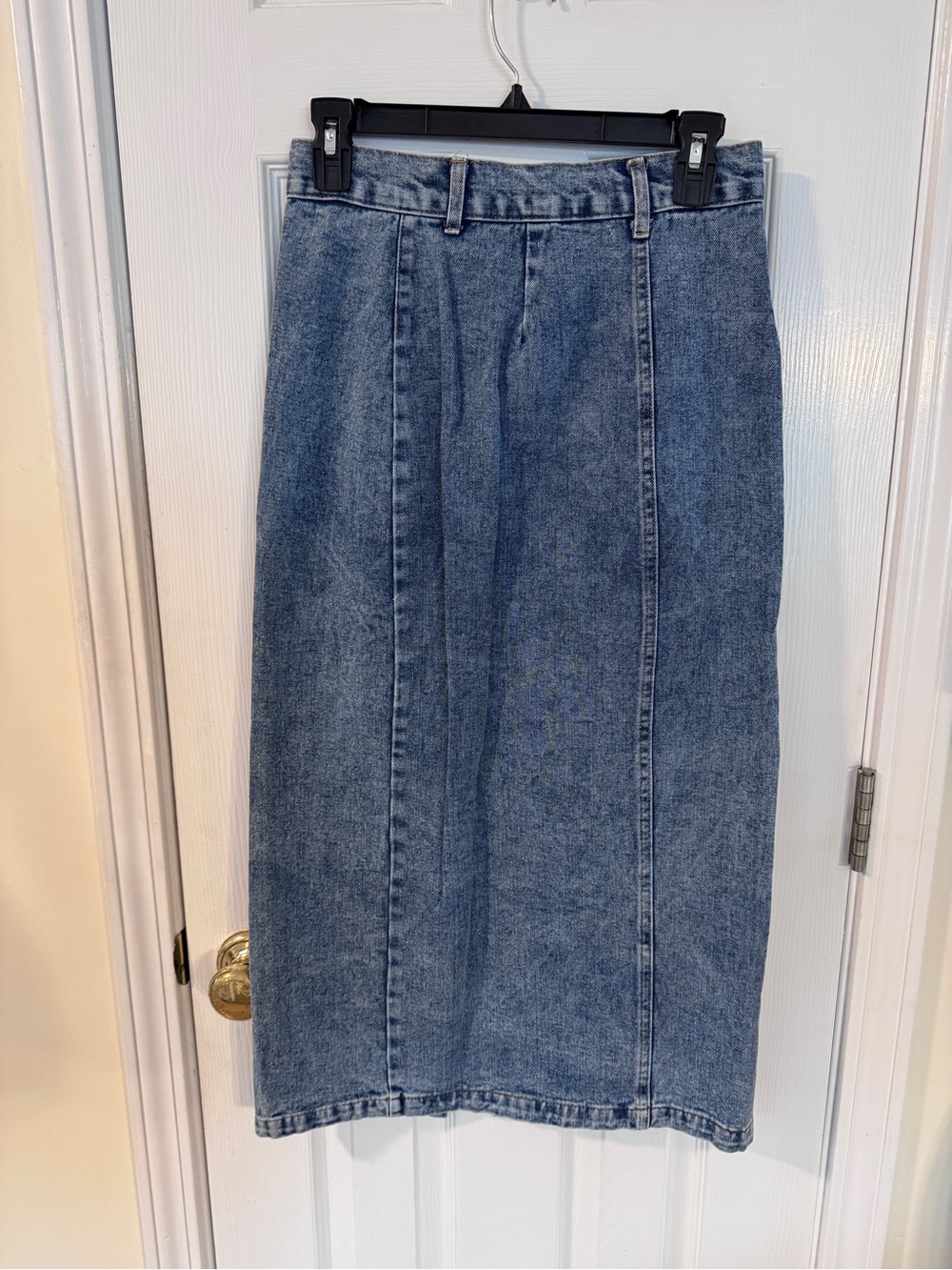 Vestique Lexi Denim Midi Skirt S Button Front High Rise Slit Medium Wash Y2K - Picture 7 of 11